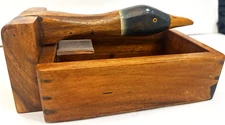 VINTAGE WOODEN DUCK NUT CRACKER  HEAD BOX