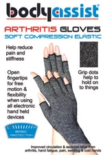 Bodyassist Soft Compression Arthritis Gloves Pain Relief Non-Slip Grey (Pair)