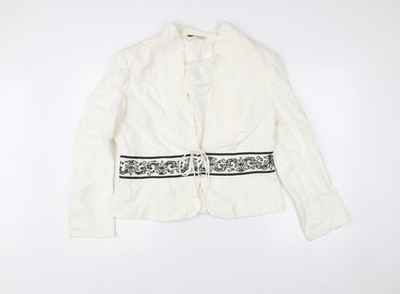 Illusion Collection Damen Blazer weiß Größe 18 bestickt Taille zum Binden