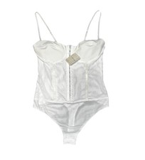 Free People Night Rhythm Corset Thong Bodysuit Ivory Contour Bust NWT XS