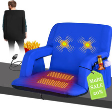 Heated Portable Stadium Seat with Backrest, Cup Holder 6 Reclining Positions