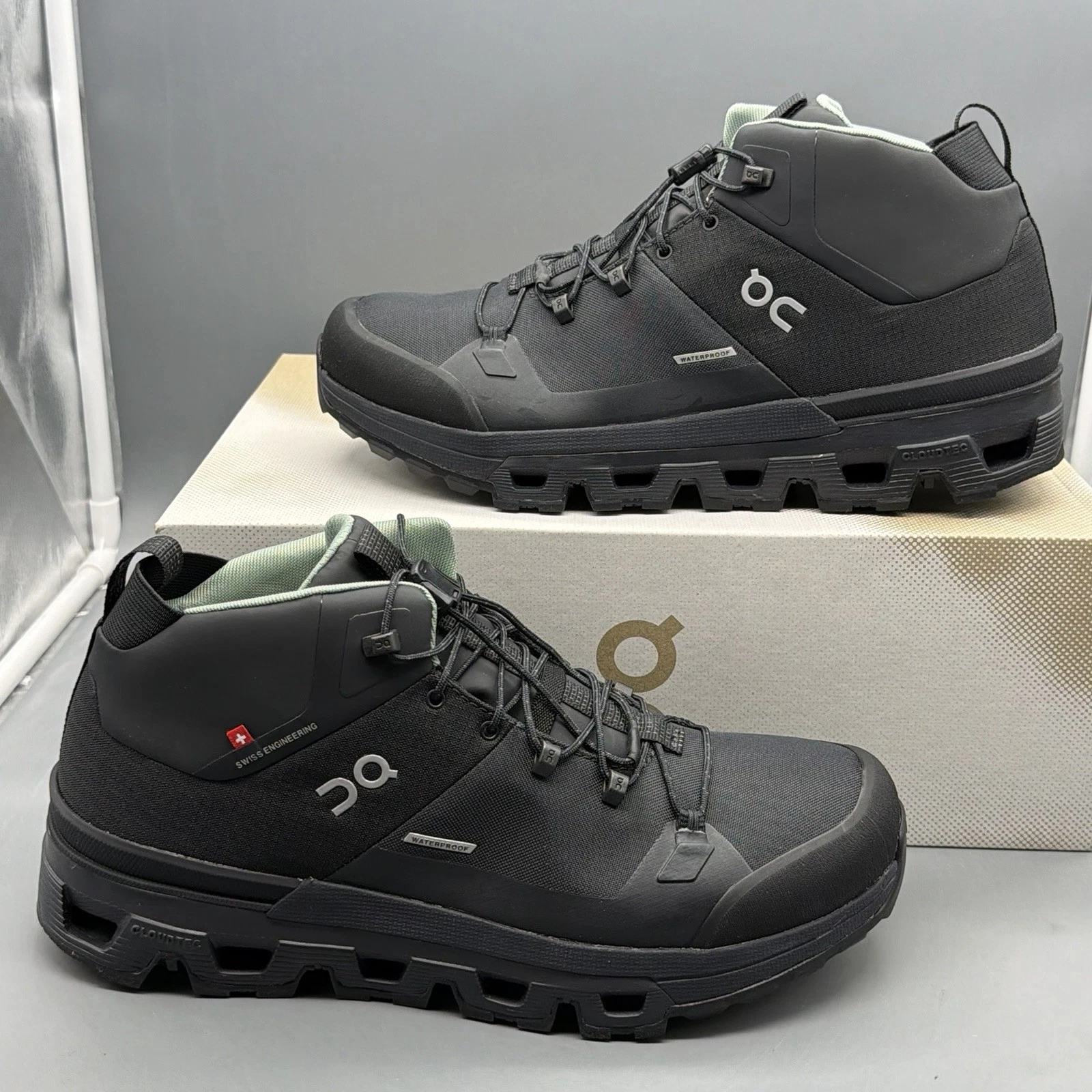 On Cloudtrax Waterproof Mens 8 Trail Hiking Shoes Outdoor Boots ‘Black’ NWB!