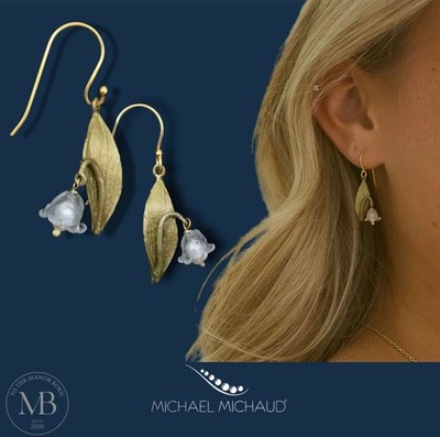 Michael Michaud Lily of the Valley Single Flower Earrings Wire White Handmade Je
