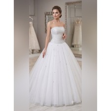 Justin Alexander Wedding Dress CNS-Hampton Size 8 Beaded Corset Tulle Ball Gown