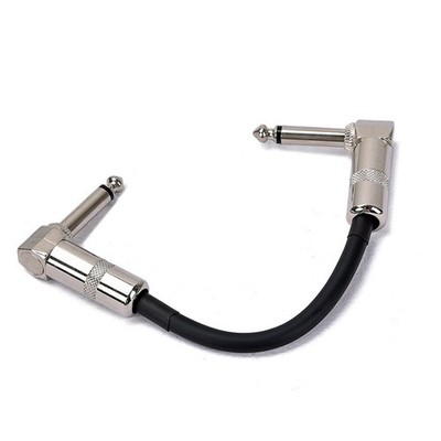 Instrument Patch Cable 1/4'' Silver Right-angle Plug Black PVC Jacket Silver
