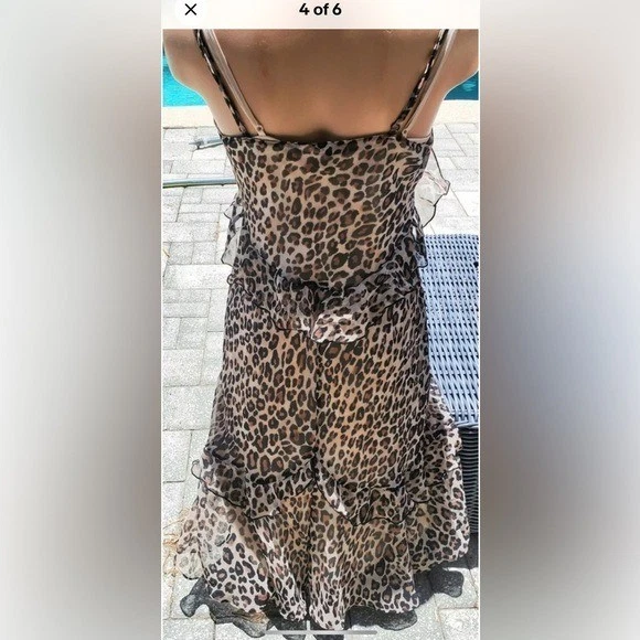RARO! Y2K-Victoria’s Secret-M-impresión leopardo, gasa, tachuela, satén, slip, vestido. Foto 2 de 4