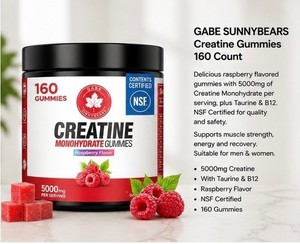 Gabe Sunnybears Creatine Monohydrate Gummies 5000mg NSF Raspberry 160ct