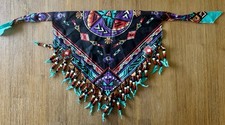 Vintage Western Southwestern Beaded Fringe Neckerchief Scarf Wrap 34.5  