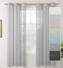 Sheer Linen Curtains 2 Panels Set Light Grey 42x72 Inch Length Curtains Rd Descr