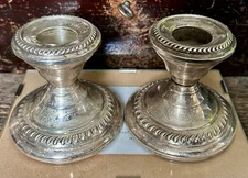 Vintage National Silver Sterling Candle Holders ~ Weighted Base