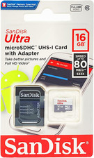 Ultra 16GB Ultra Micro SDHC Uhs-I/Class 10 Card with Adapter SDSQUNC-016G-GN6MA