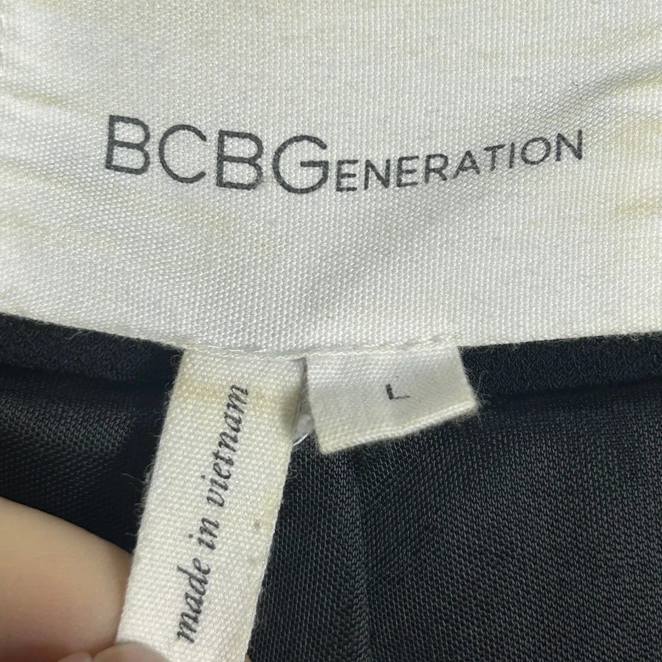 Blazer BCBGeneration para mujer L negro frente abierto dobladillo en cascada forrado manga larga Foto 4 de 4