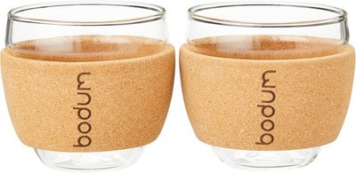 Bodum Pavina 11165 109S Gläser 2er Set Glas Korkhülle Becher Transparent 0.1l