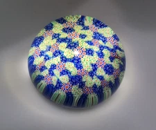VINTAGE Murano Clear Glass & Millefiori Paperweight - Handmade Vetreria 3 Fiori