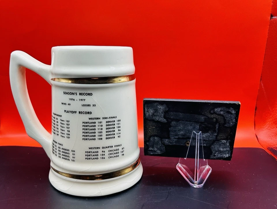 Portland Trail Blazers 76-77 NBA Championship Stein & team Printed Plaque. - Image 3 of 4