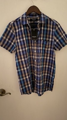 Broken Standard Blue Plaid Men s Button Down Shirt Size S