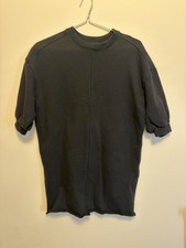 Everlane The Track Dress 100% Organic Cotton Sweater Black Raw Hem Size XS