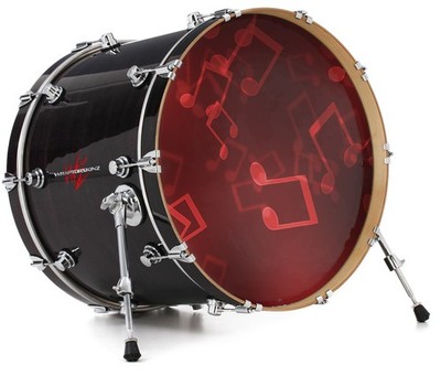 Vinyl Decal Skin for 26'' Bass Kick Drum Heads Bokeh Music Red