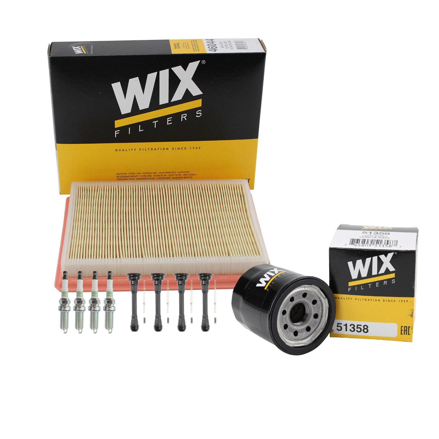 Wix Tune Up Kit NGK 4 Spark Plugs  Coil Boots Kit for Sentra 1.8L L4 Gas MRA8DE