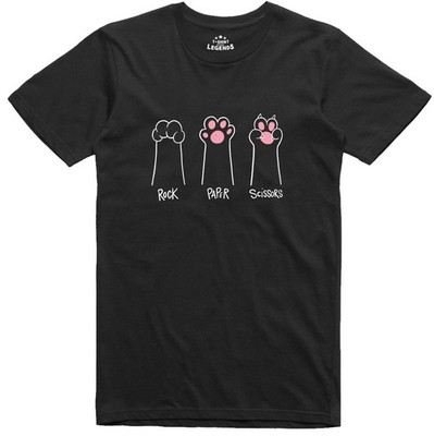 Cat Paws Rock Paper Scissors T-Shirt - Funny Cotton Tee