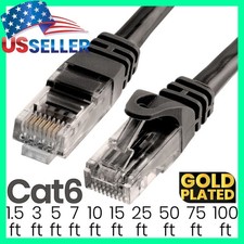 Black Cat6 Patch Cable Ethernet RJ-45 Cat6 Cord Internet LAN Network Wire LOT