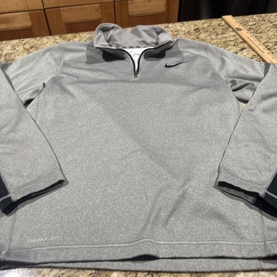Nike Therma-Fit 1/4 Zip Jacket Mens  Small Gray Black Logo Very Nice Cpix