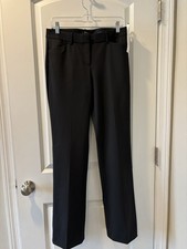 Theory Virgin Wool Wide Leg Flat Front Dress Pants Black Women  s Sz 4 USA