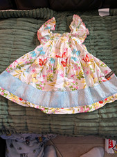 Matilda Jane Girls Size 2 Fit Flare Floral Butterfly Cotton Dress, Whimsical