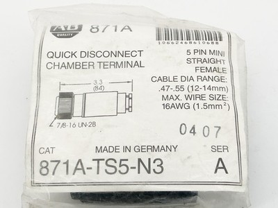 New Lot of 2 Allen Bradley 1485P-P1N5-MN5R1 T-Connector 5Pin Ser. A