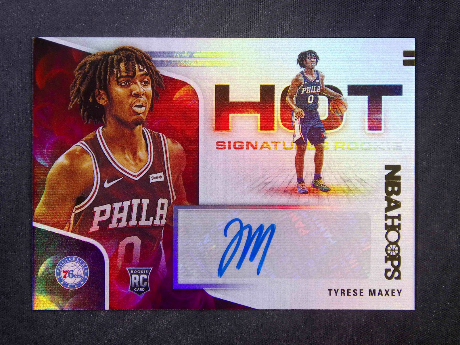 2020-21 Panini NBA Hoops Tyrese Maxey RC Rookie Hot Signatures Auto