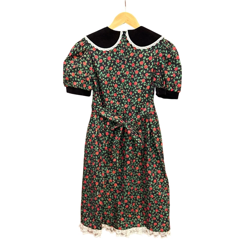 Vestido Floral Vintage Emily West Navidad Terciopelo Yugo Encaje Pradera Cottagecore Foto 4 de 4
