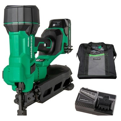 Metabo HPT 18V MultiVolt Brushless Cordless Coil Roofing Nailer Kit, 1-3/4'' C...