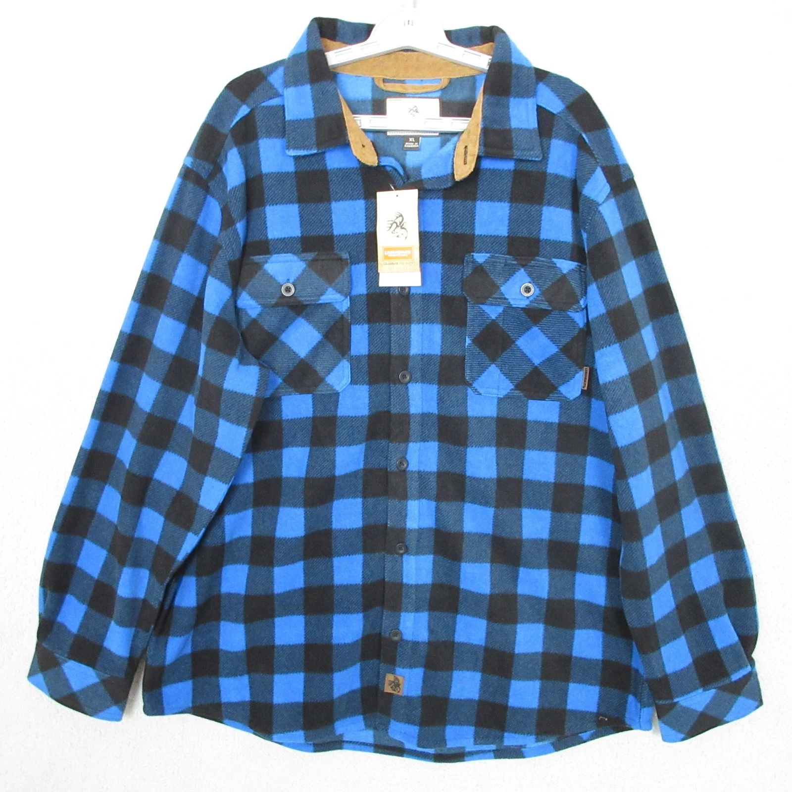 Legendary Whitetails Shirt Mens XL Blue Black Plaid Flannel Button Up Outdoors