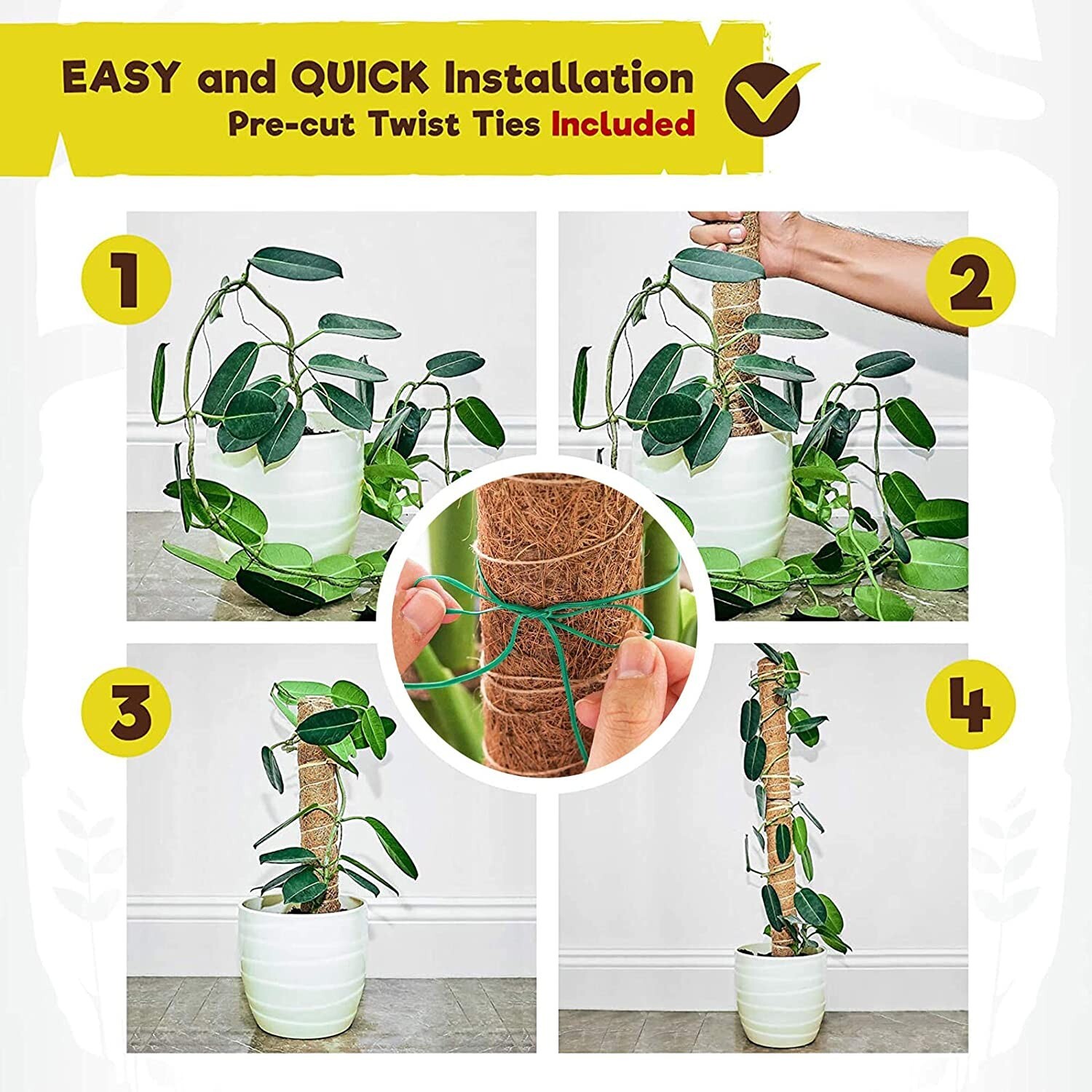 Moss Pole For Plants Moss Stake Indoor Support Climbing Totem Plants