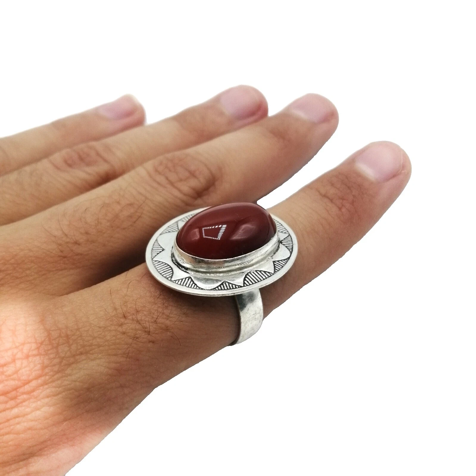 Plata de Ley Ágata Anillos Hechos a Mano