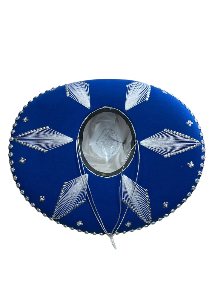 SOMBRERO MARIACHI MEXICANO, CHARRO, SOMBRERO, DISFRAZ, 22" TALLA ÚNICA, AZUL - PLATA Foto 3 de 3