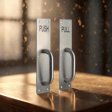 Push Pull Door Stainless Steel Handle Pair Brushed 300 X 100 X 1.5mm Door Handle