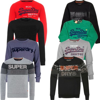 Superdry Mens Sweatshirt Fleece Crew Tops Core Logo Tracksuit Pullover Top Size Ebay