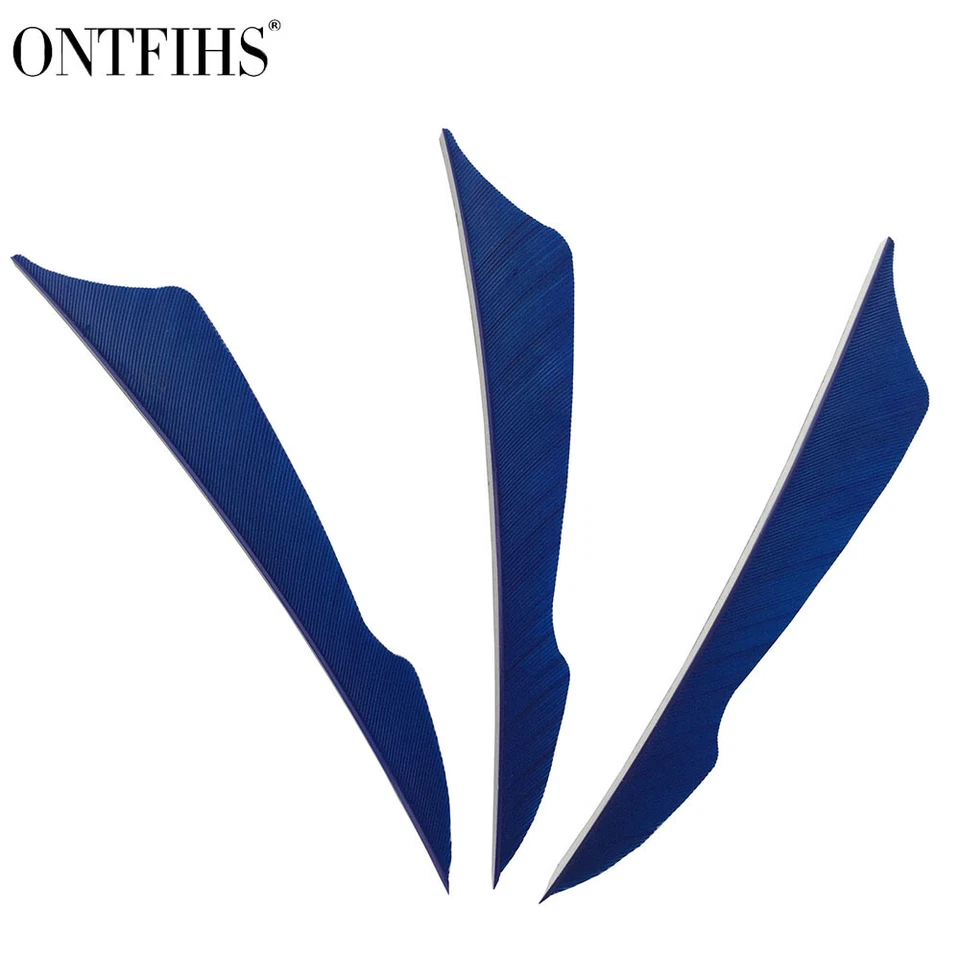 Right Wing 100PCS 4" Dark Blue Sting Archery Fletches Arrrow Feather Fletchings - Image 2 of 4