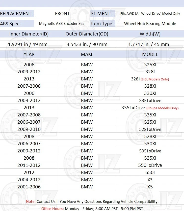 [FRONT(Qty.1)] 510081 Wheel Bearing [90mm OD] For 2011-2012 BMW 550i XDrive AWD - Image 2 of 4