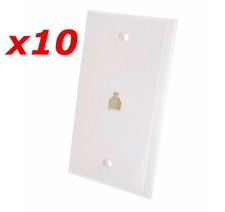 10 Pack - 1-Port RJ11 6P4C Smooth Telephone Phone Jack Face Wall Plate - White