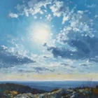 Blue Sky Oil Painting Luxury Canvas Wall Art Picture Print Colourful