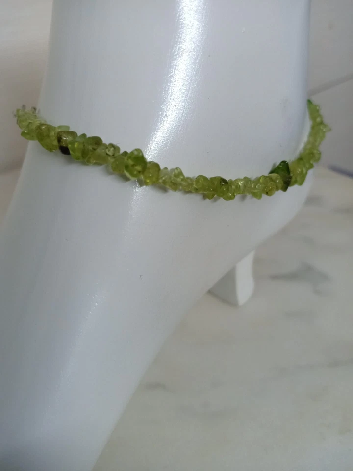 Natural Peridot Gemstone Chip Fashion Anklet for Women | Bohemian Anklet | - Image 2 of 4