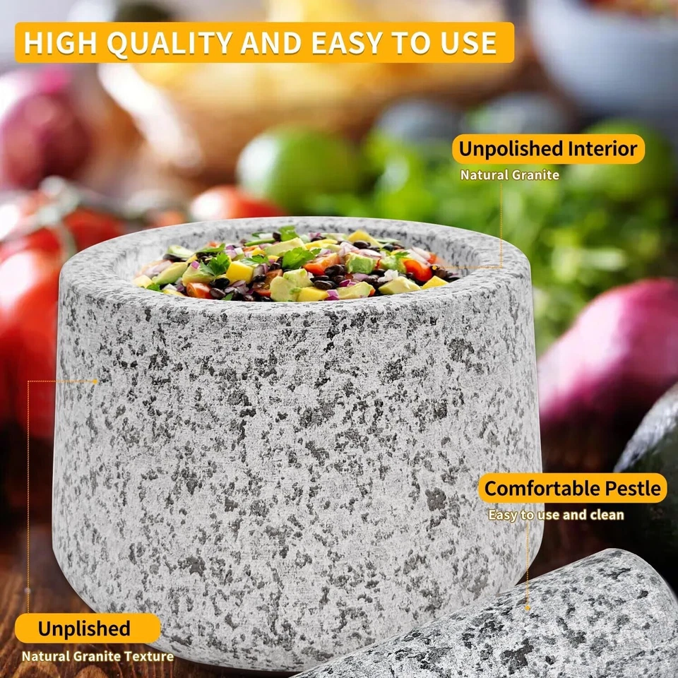 Juego grande de mortero y mortero con almohadilla de silicona antiarañazos, 2,3 tazas, mortero de 6" Foto 3 de 4