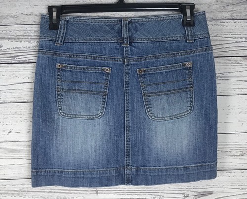 Ann Taylor LOFT Women's Blue Denim Straight Stretch Jean Skirt Size 2 - Picture 4 of 7