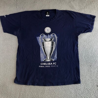 Chelsea FC Shirt Men's XL Blue Final 2021 Porto Short Sleeve Crew