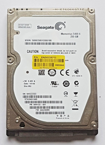 250 GB SATA Seagate Momentus 5400.6 ST9250315AS 8MB HDD 2.5" interne Festplatte