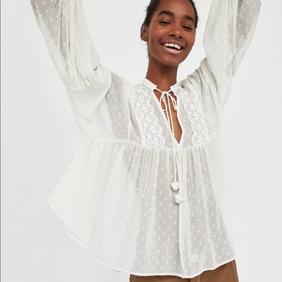 dotted mesh blouse zara