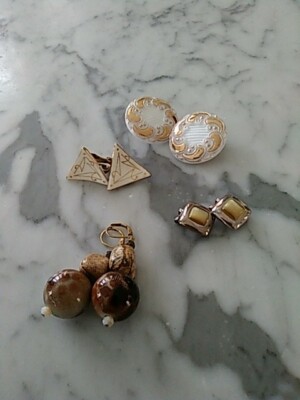 Costume Earrings, 3 clipons, One Pierced, Vintage Lot Of Four 
