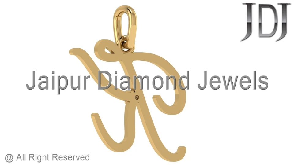 Colgante Alfabeto Dije Inicial Letra K Oro Amarillo 14k Sólido Diamante Genuino Foto 3 de 3